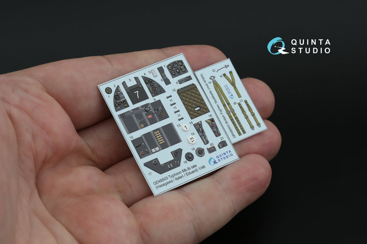Quinta Studio QD48503 Typhoon Mk.Ib late 3D-Printed &amp;amp; coloured Interior on decal paper (Hasegawa/Italeri) 1/48 – zdjęcie 3