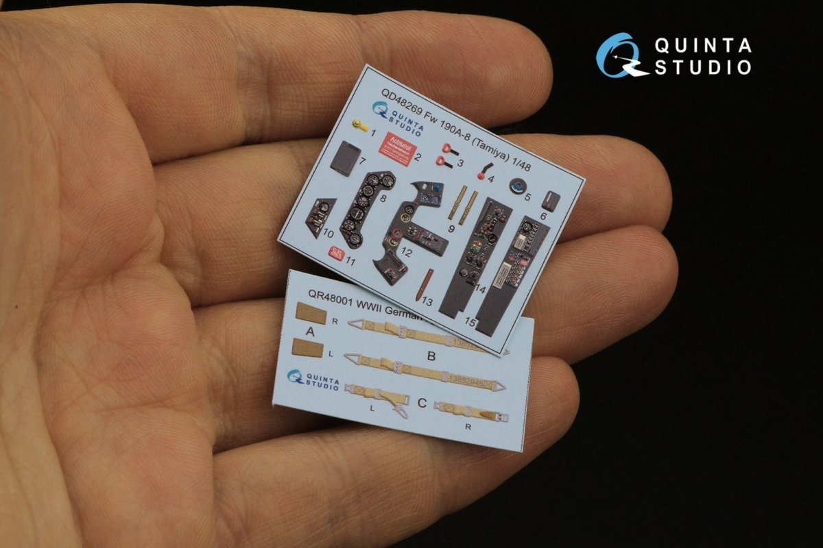 Quinta Studio QD48269 Fw 190A-8 3D-Printed &amp;amp; coloured Interior on decal paper (Tamiya) 1/48 – immagine 3