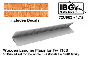 IBG 72U003 Volets d&amp;#39;atterrissage en bois pour Fw 190D, kit imprimé en 3D à l&amp;#39;échelle 1/72
