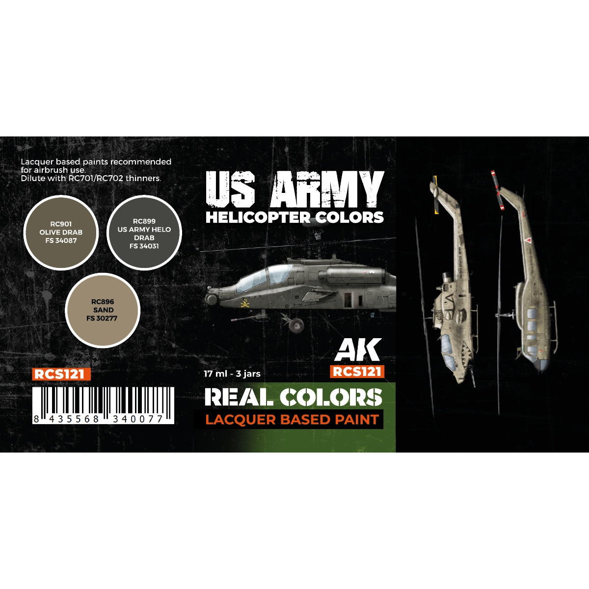 AK Interactive RCS121 US Army Helicopter Colors 3x17ml – image 2