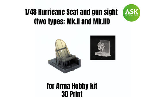 Art Scale Kit A48005 Hurricane Seat and Gun Sight (Two Types: Mk.II and Mk.III) 1/48