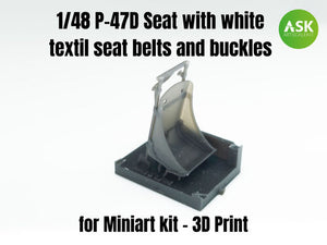 Art Scale Kit A48007 P-47D Seat with White Textile Seat Belts and Buckles 1/48