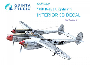 Quinta Studio QD48327 P-38J 3D-Printed &amp;amp; coloured Interior on decal paper (Tamiya) 1/48