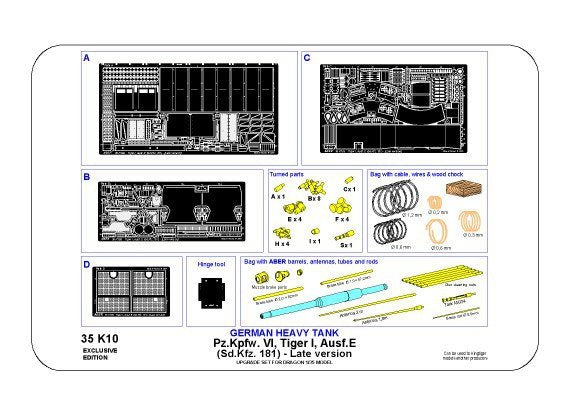 Aber 35K10 Pz.Kpfw. VI Ausf.E (Sd.Kfz.181) Tiger I – Late version (premium set) 1/35 – zdjęcie 14