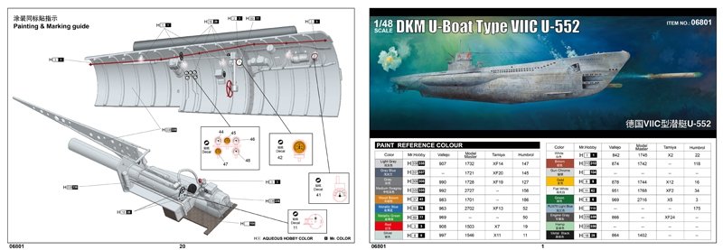 Trumpeter 06801 DKM U-Boat Type VIIC U-552 1/48 – imagen 12