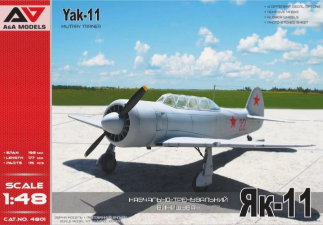 Maquette A&amp;A Models 4801 Yak-11 Avion d'entraînement militaire 1/48