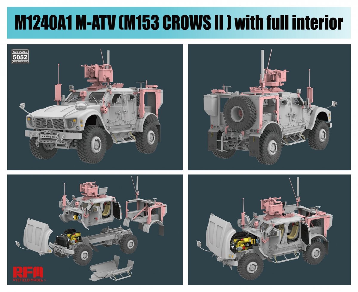 Maquette Rye Field 5052 M1240A1 M-ATV M153 CROWS II avec intérieur complet, échelle 1/35 – image 2