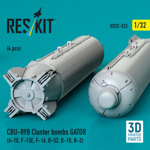 RESKIT RS32-0523 CBU-89B cluster bombs GATOR (4 pcs) (3D Printed) 1/32 – immagine 3