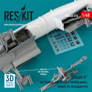 RESKIT RSU48-0316 A-7E &amp;quot;CORSAIR II&amp;quot; AIR INTAKES, WHEEL BAYS, LANDING GEARS, WHEELS FOR HASEGAWA KIT (3D PRINTED) 1/48 – imagen 2