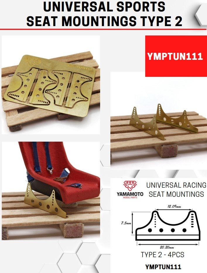 Yamamoto YMPTUN111 Universal Racing Seat Mounts - Type 2 1/24