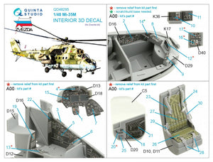 Quinta Studio QD48295 Mi-35M 3D-Printed &amp;amp; coloured Interior on decal paper (Zvezda) 1/48 – immagine 2