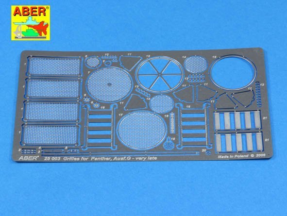 Aber 25003 Siatki do niemieckiego czołgu Panther G (późna) (ACA) 1/25