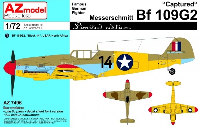 AZmodel AZ7496 Messerschmitt Bf 109Ga-2 "Captured" 1/72