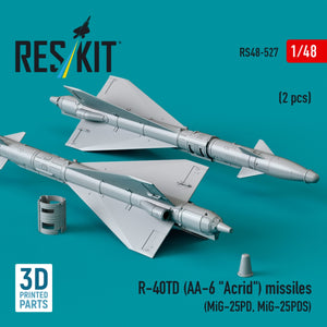 RESKIT RS48-0527 R-40TD (AA-6 &amp;quot;Acrid&amp;quot;) missiles (2 pcs) (3D printed) 1/48 – imagen 3