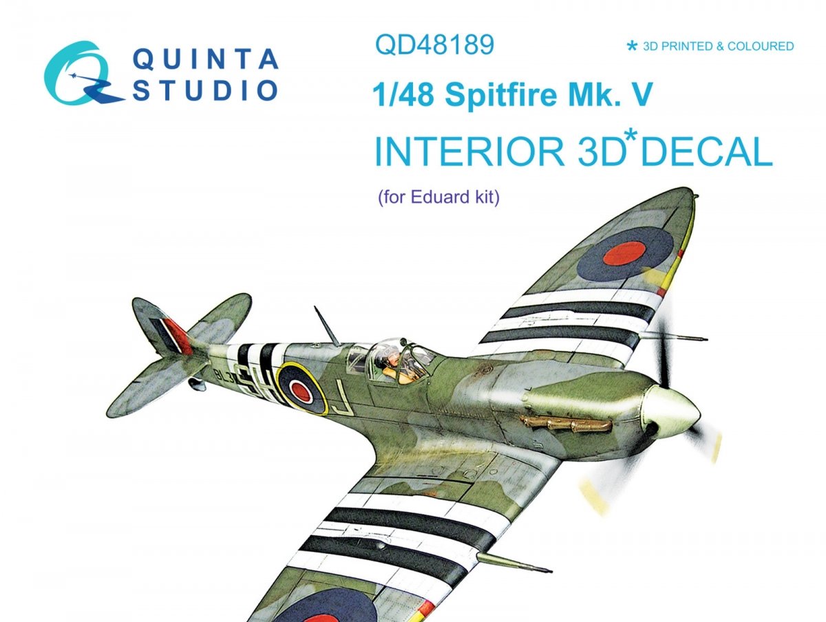 Quinta Studio QD48189 Spitfire Mk.V 3D-Printed &amp;amp; coloured Interior on decal paper (for Eduard kit) 1/48