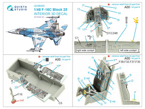 Quinta Studio QD48400 F-16C block 25 3D-Printed &amp;amp; coloured Interior on decal paper (Kinetic 2022 tool) 1/48 – immagine 2