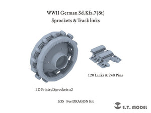 E.T. Model P35-060 WWII German Sd.Kfz.7(8t) Sprockets &amp;amp; Track links ( 3D Printed ) 1/35