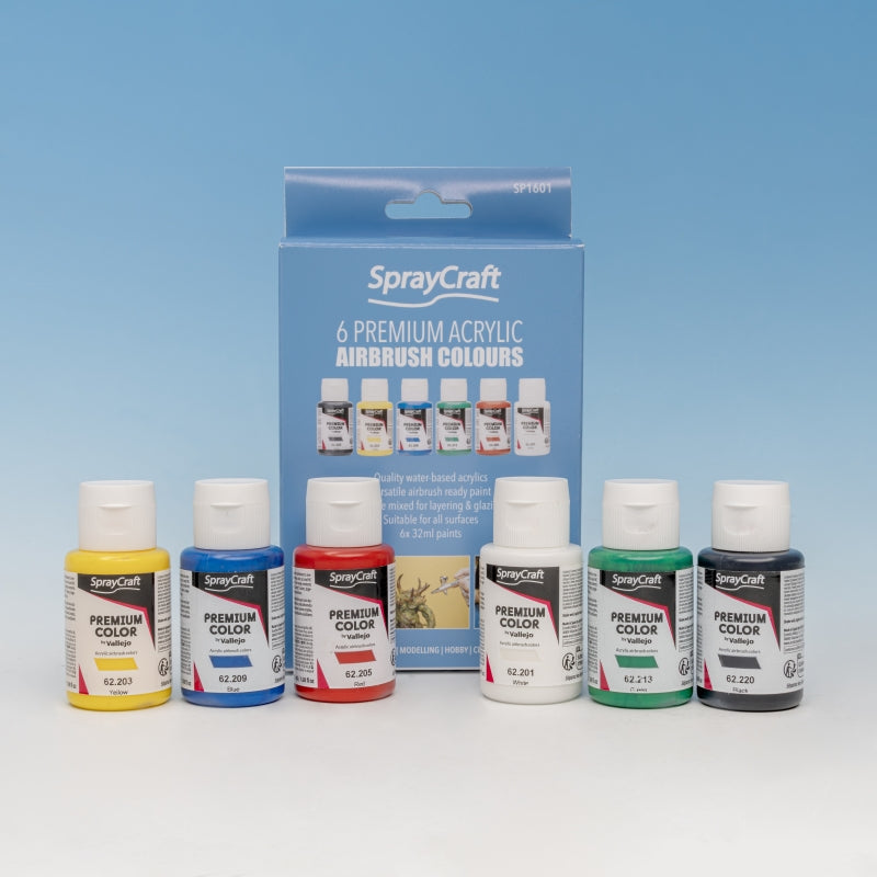 SprayCraft SP1601 6 Premium Acrylic Airbrush Colors (32ml)