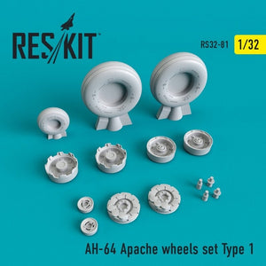 RESKIT RS32-0081 Jeu de roues AH-64 Apache Type 1/32
