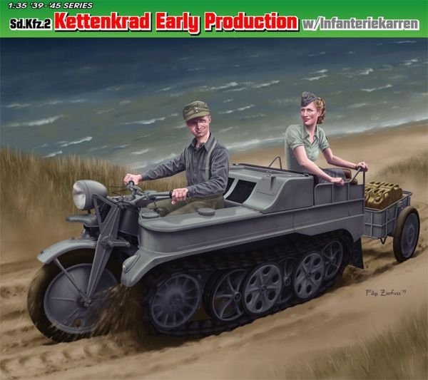 Dragon 6341 Sd.Kfz.2 Kettenkrad Early Production w/Infanteriekarren 1/35