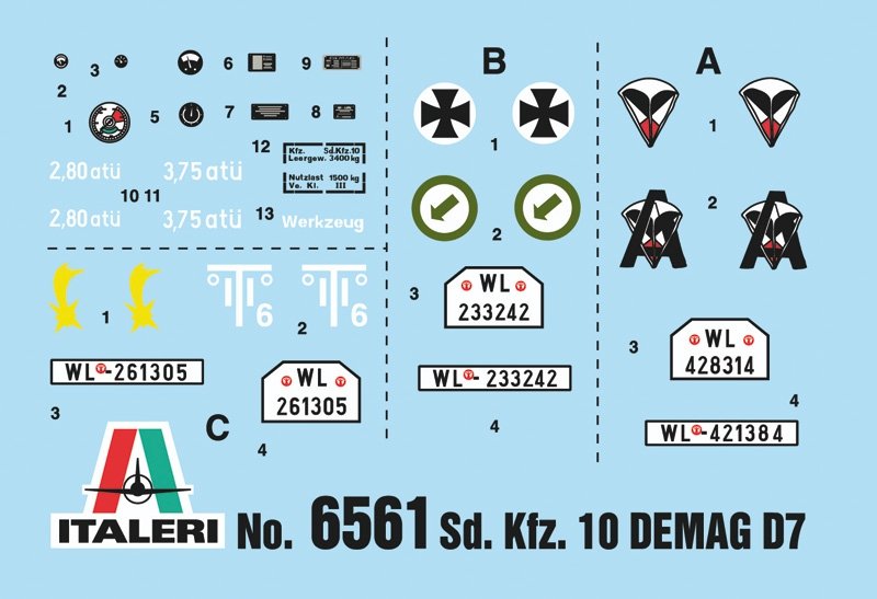Italeri 6561 Sd.Kfz. 10 DEMAG D7 with German Paratroops 1/35 – immagine 2