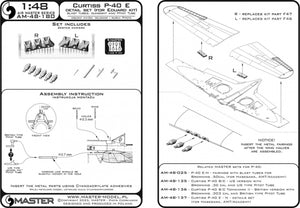 Master AM-48-180 Curtiss P-40 E - celownik, rurka Pitota oraz owiewki km-ów Browning .50 z żywicznym mocowaniem do modelu EDUARD 1/48 – zdjęcie 8