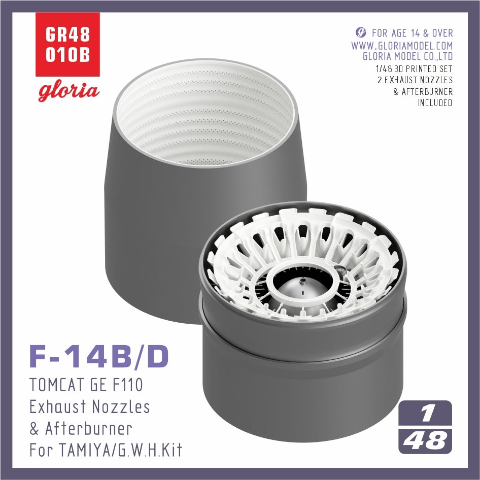 Gloria GR48010B F-14B/D F110-GE-400 Exhaust Nozzle &amp;amp; Afterburner CLOSED TAMIYA/G.W.H. 1/48 – Bild 2