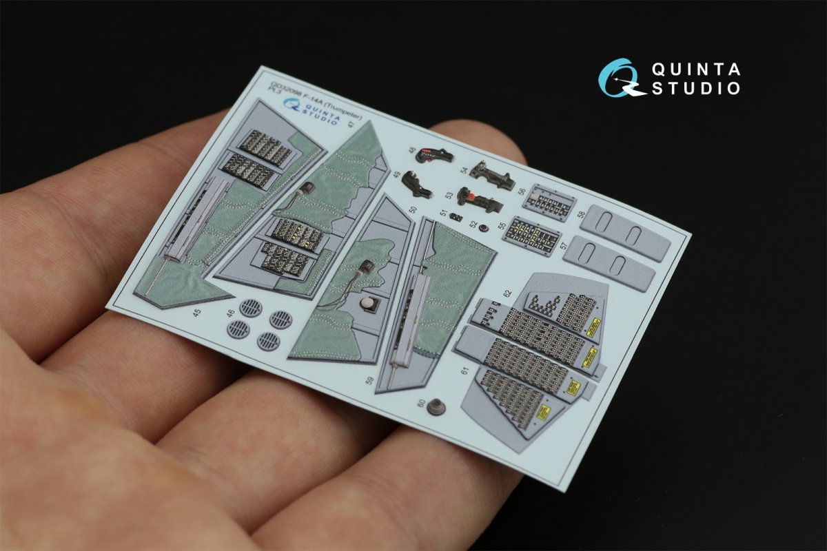 Quinta Studio QD32098 F-14A 3D-Printed &amp;amp; coloured Interior on decal paper ( Trumpeter ) 1/32 – immagine 14