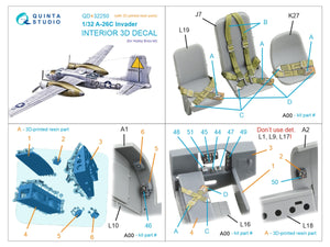 Quinta Studio QD+32250 A-26C Invader 3D-Printed &amp;amp; coloured Interior on decal paper (Hobby Boss) (with 3D-printed resin parts) 1/32 – imagen 17