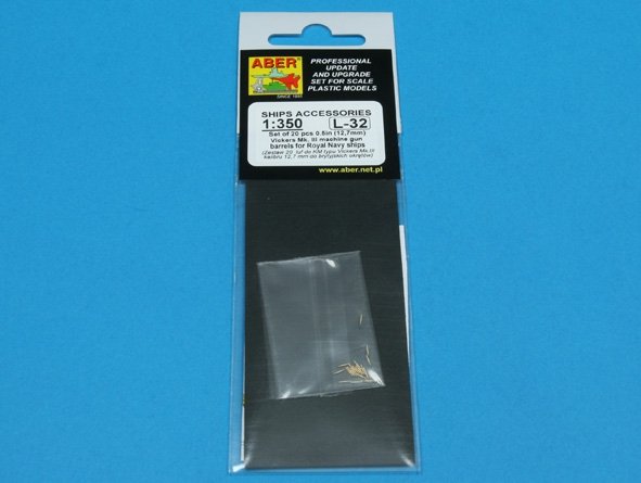 Aber 350L-32 Set of 20 pcs 0,5in (12,7mm) Vickers Mk.III machine gun barrels for Royal Navy ships 1/350 – immagine 4