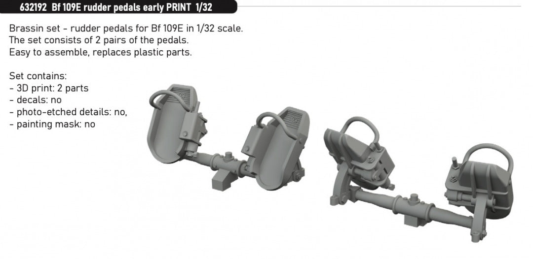 Eduard 632192 Bf 109E rudder pedals early PRINT 1/32 – immagine 2