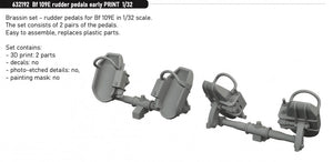 Eduard 632192 Bf 109E rudder pedals early PRINT 1/32 – immagine 2