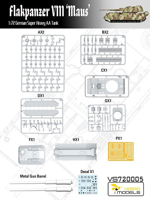 Vespid Models VS720005 Flakpanzer VIII MAUS 1/72 – immagine 4
