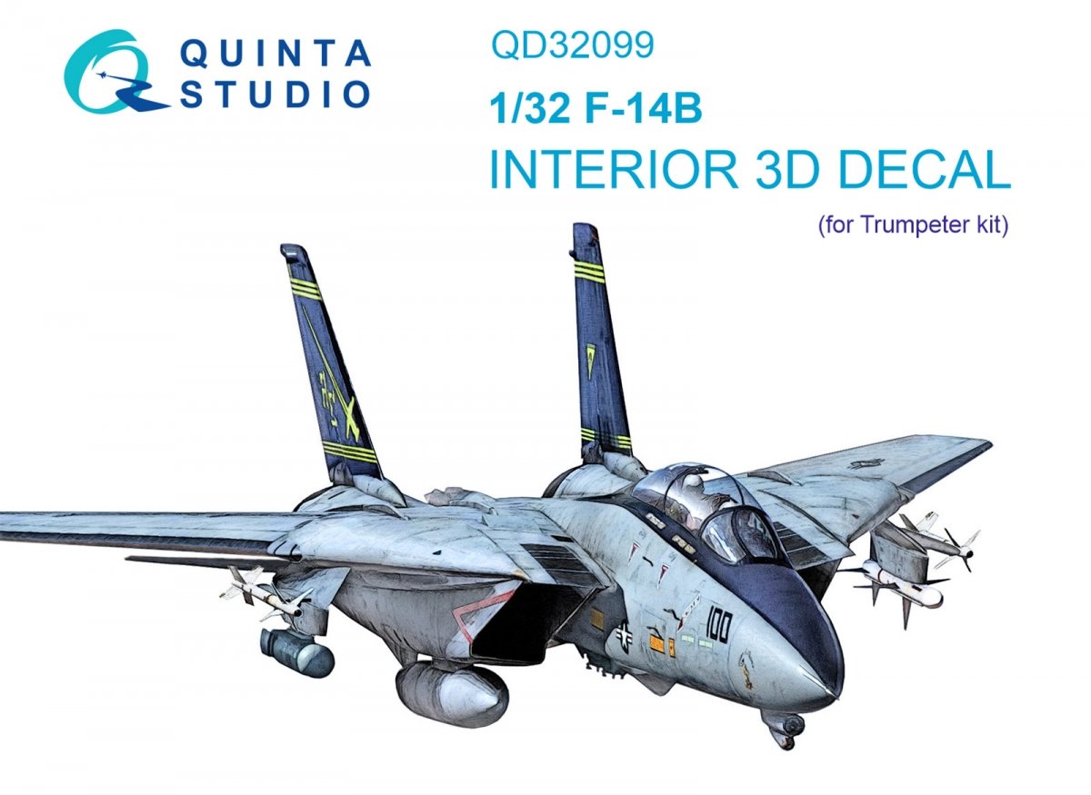 Intérieur du F-14B imprimé en 3D et coloré, modèle Quinta Studio QD32099 (Trumpeter), échelle 1/32