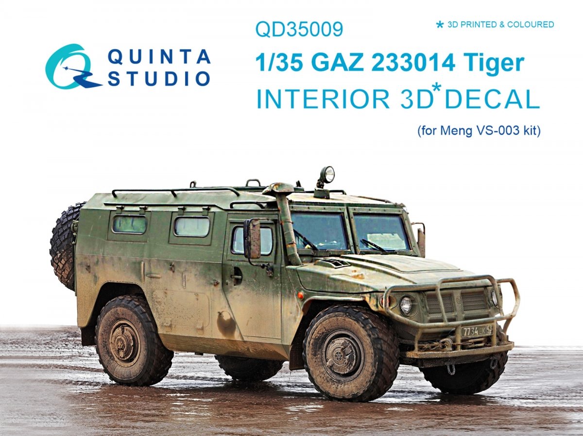 Quinta Studio QD35009 GAZ Tiger family 3D-Printed &amp;amp; coloured Interior on decal paper (for Meng kits) 1/35