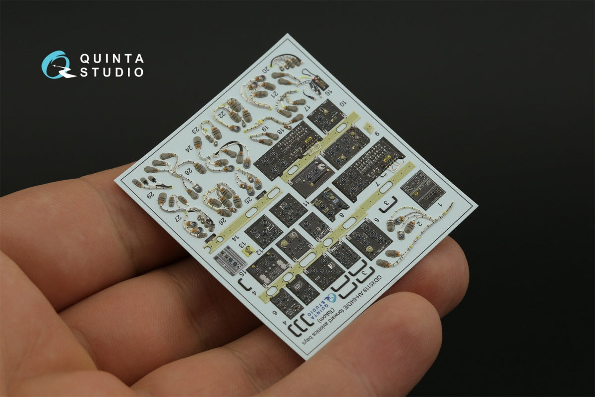 Quinta Studio QD35118 AH-64D Extended forward avionics bays 3D-Printed &amp;amp; coloured Interior on decal paper (Takom) 1/35 – immagine 7