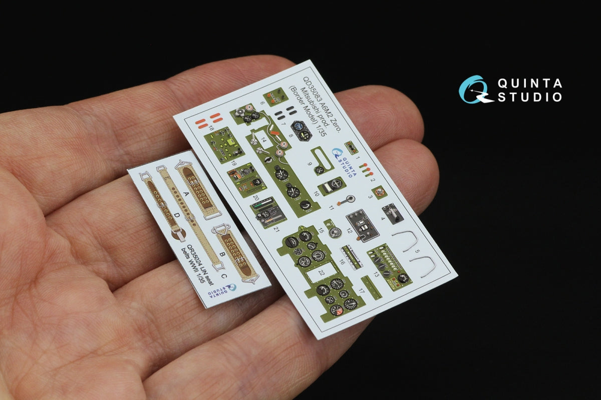 Quinta Studio QD35083 A6M2 Zero (Mitsubishi Prod.) 3D-Printed &amp;amp; coloured Interior on decal paper (Border Model) 1/35 – imagen 2