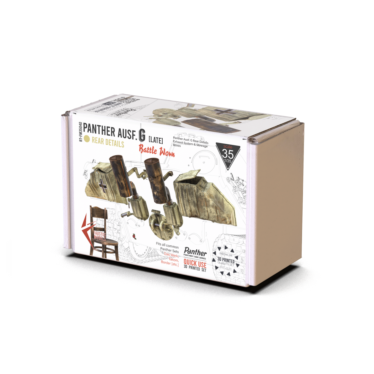 Faustus Models FM35040 Panther G Rear Details – Late Version – Battle Worn 1/35