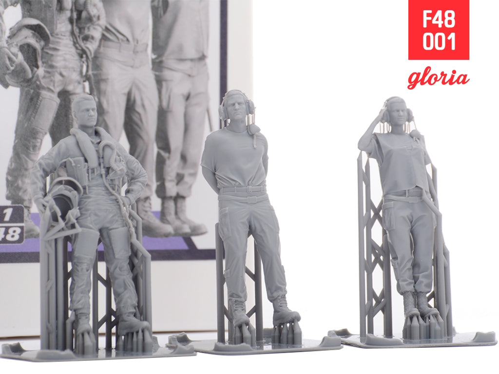 Gloria F48001 Ground Crew US Air Force vol.1 3D Printed Figures x 3 1/48 – immagine 4
