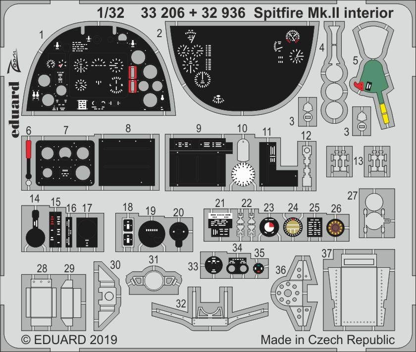 Eduard 32936 Spitfire Mk. II interior REVELL 1/32