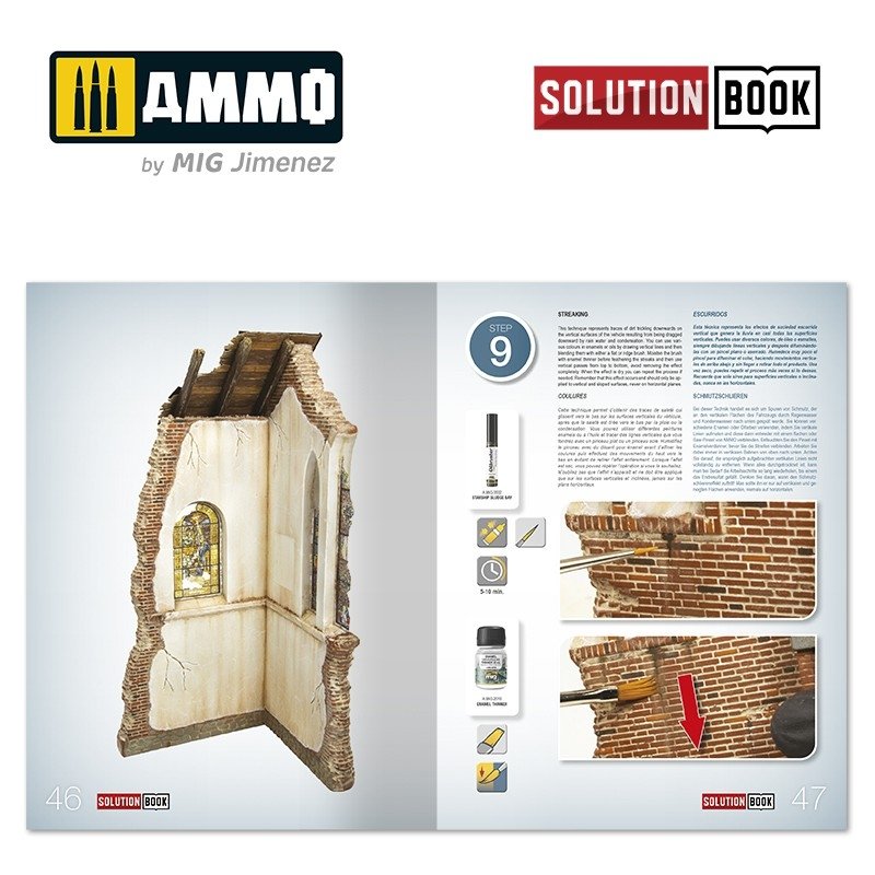 AMMO of Mig Jimenez 6510 How to Paint Brick Buildings. Colors &amp;amp; Weathering System Solution Book (Multilingual) – imagen 5
