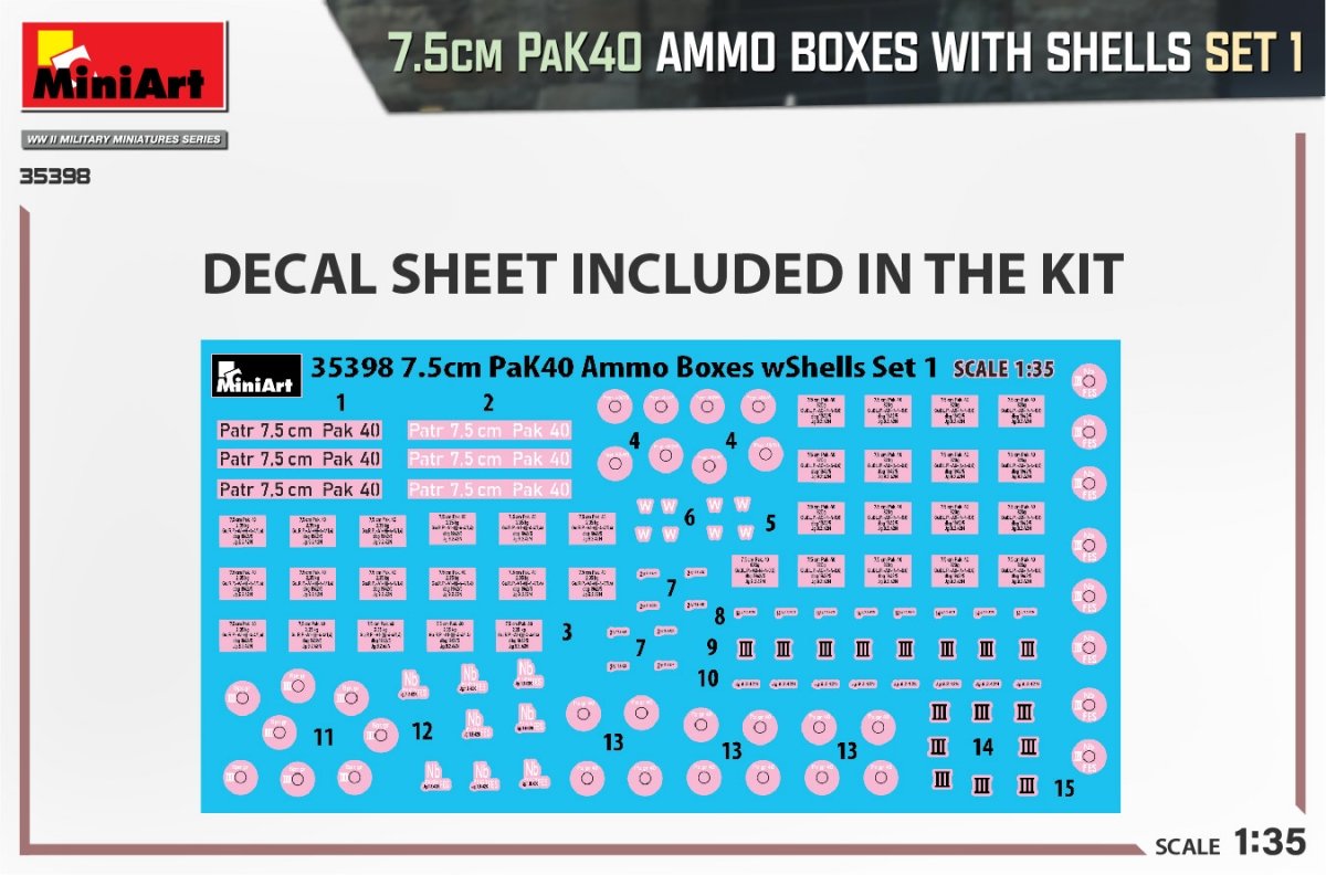 MiniArt 35398 7.5cm PaK40 AMMO BOXES WITH SHELLS SET 1 1/35 – image 2