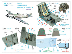 Quinta Studio QD48420 Bf 109K-4 3D-Printed &amp;amp; coloured Interior on decal paper (Eduard) 1/48 – Bild 2