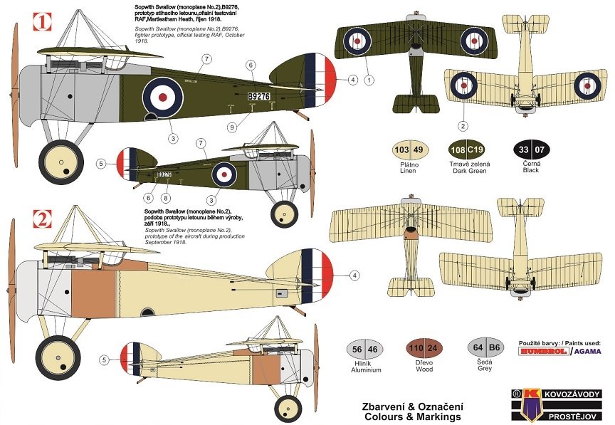 Kovozavody Prostejov KPM0166 Sopwith Swallow “Monoplane No.2” 1/72 – Bild 2