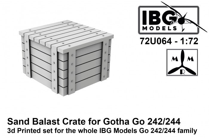 Caisse de ballast à sable IBG 72U064 pour Gotha Go 242/244. Kit imprimé en 3D compatible avec toute la gamme de modèles IBG Go 242/244 à l'échelle 1/72.