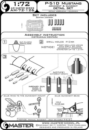 Master AM-72-126 P-51D Mustang Armament &amp;amp; Gunsight Detail Set 1/72 – Bild 4