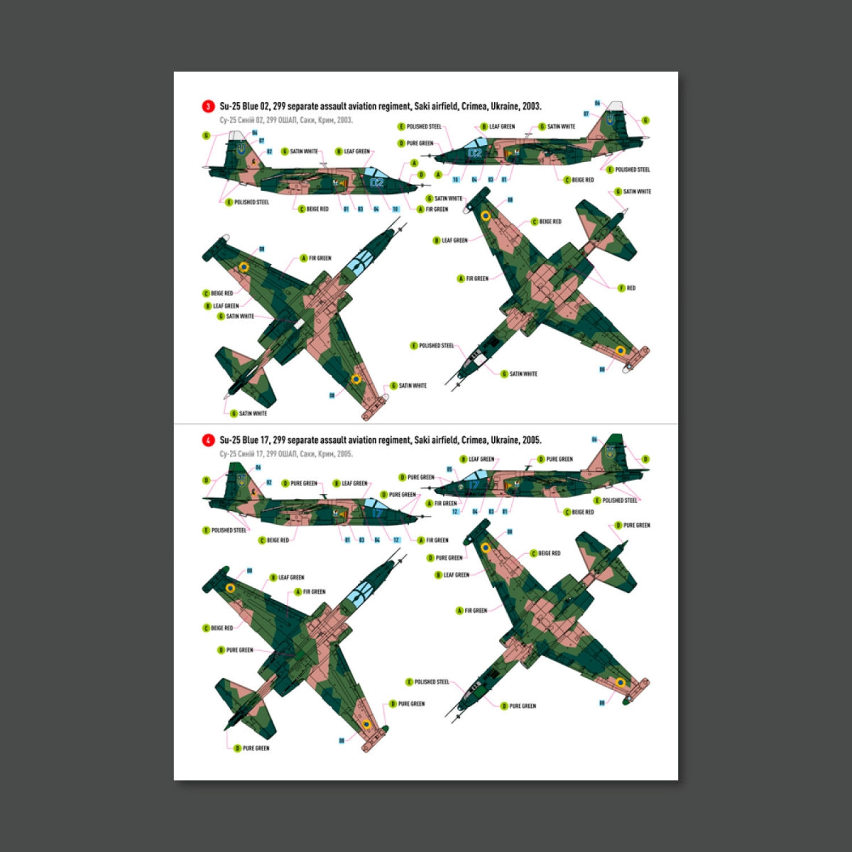 RESKIT RSB48-0008 Su-25 Frogfoot Geometric (BLUE 17, 33, 01, 02) Ukrainian Air Forces (Main Decals with Stencils)1/48