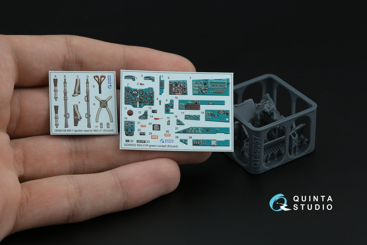 Quinta Studio QD+48552 MiG-21R (green cockpit panels) 3D-Printed &amp;amp; coloured Interior on decal paper (Eduard) (with 3D-printed resin parts) 1/48 – imagen 4