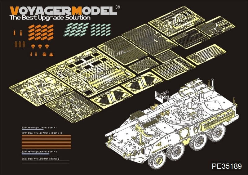 Maquette Voyager PE35189 M1128 MGS de l'armée américaine moderne pour AFV CLUB 35128 1/35