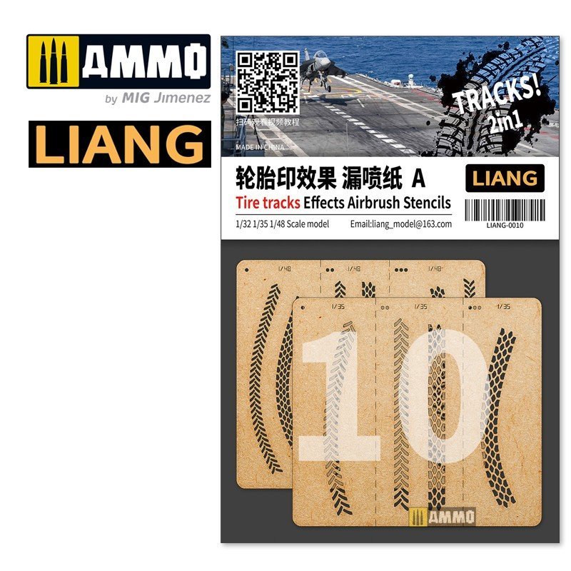 Pochoirs pour aérographe Liang 0010 Effets de traces de pneus A